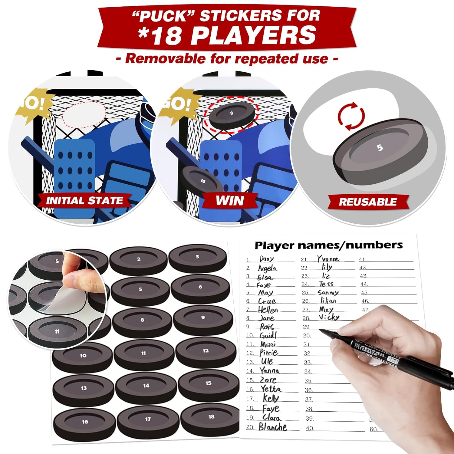 Pin The Puck On The Net, Hockey Party Birthday Party Games, Ice Hockey Holiday Party Fun Games Supplies Decorations Decor For Kids Families Adult Groups