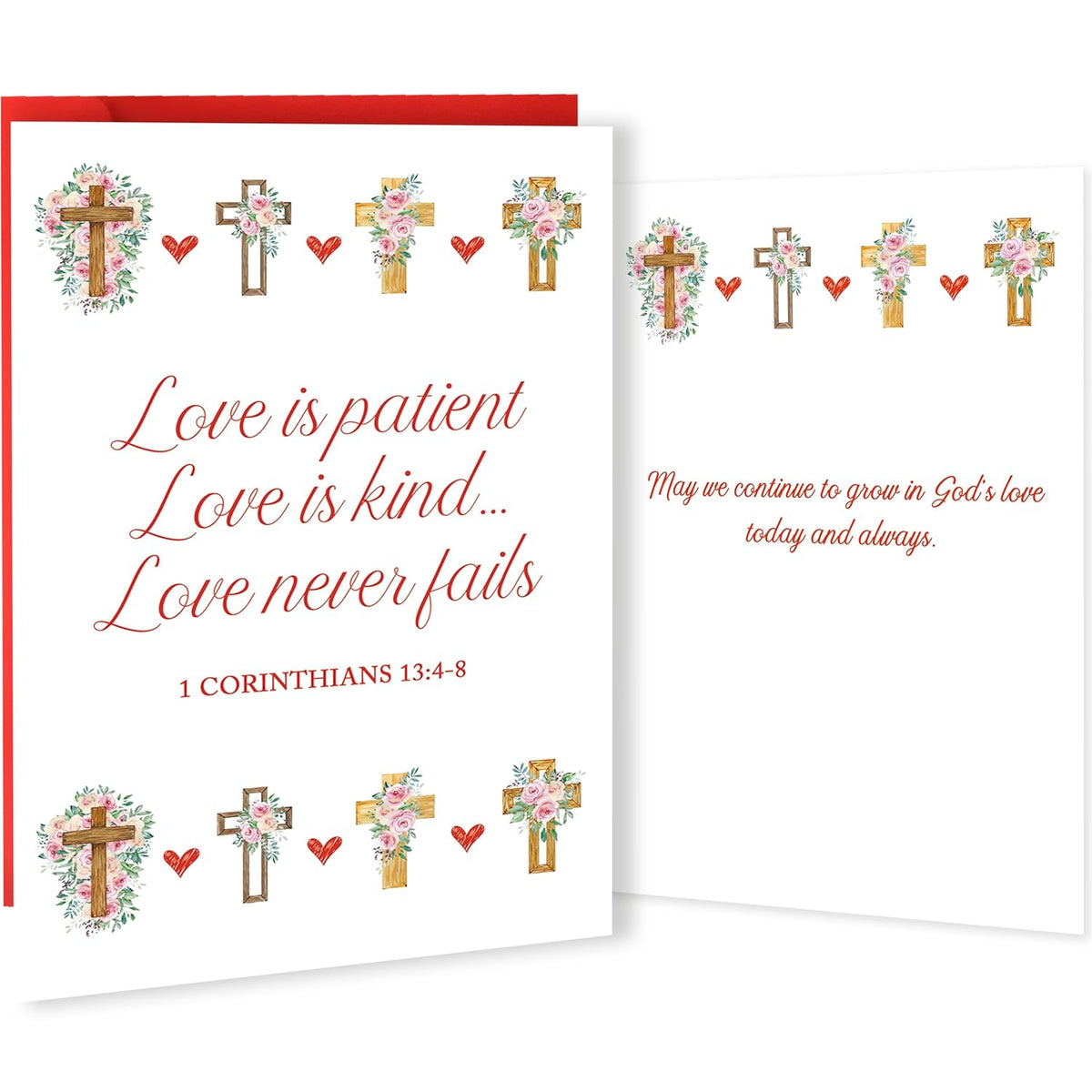 Religious Valentines Day Card,Christian Cross Valentines Day Gift For Women Men,Greeting Card For Baptism, Prayer, Christening