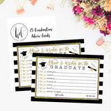 25 Graduation Advice Cards 2025 - Grad Notes, Advice And Wishes, & Words Of Wisdom Cards For Graduate In Bulk, Ideal For College And High School Graduation Games & Party (Elegant)