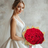 10 Pcs Velvet Fake Red Roses Artificial Red Flowers Bulk, Silk Faux Roses With Stems For Wedding Centerpieces Bridal Bouquets Home Decorations Valentine'S Day Floral Arrangements