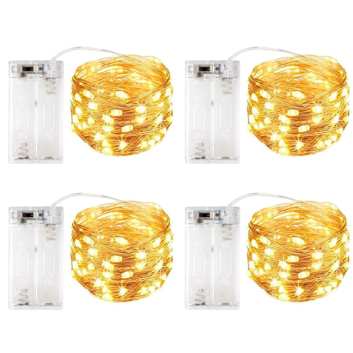 4 Pack Led Fairy Lights Battery Operated With Timer,3M 30 Led Firefly Lights Copper Wire Mini Twinkle String Lights,For