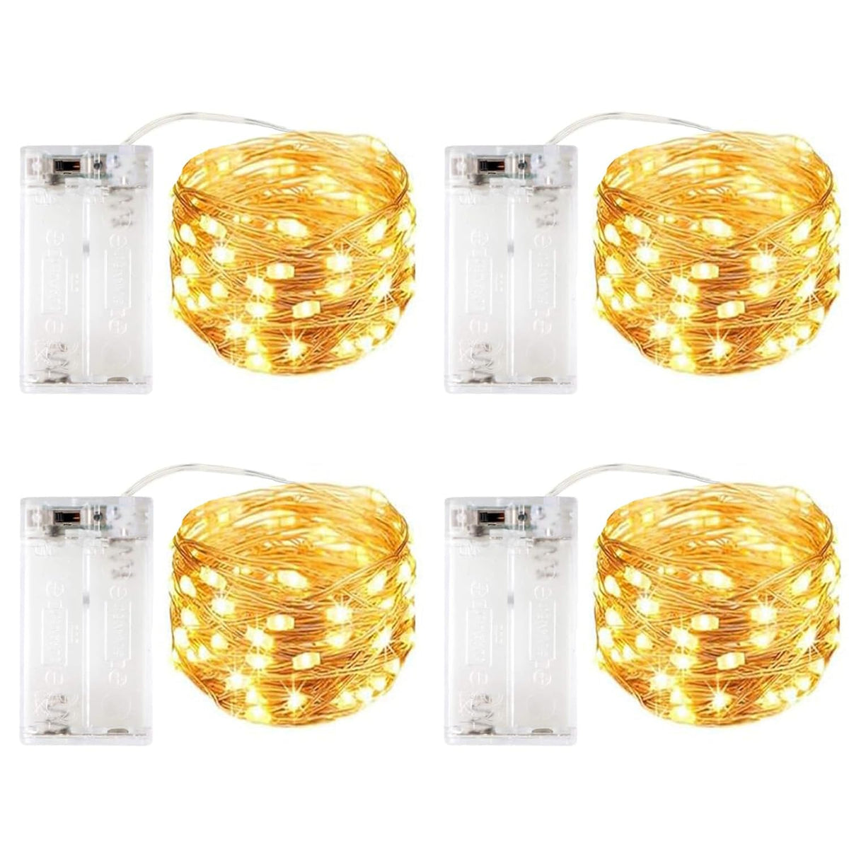 4 Pack Led Fairy Lights Battery Operated With Timer,3M 30 Led Firefly Lights Copper Wire Mini Twinkle String Lights,For