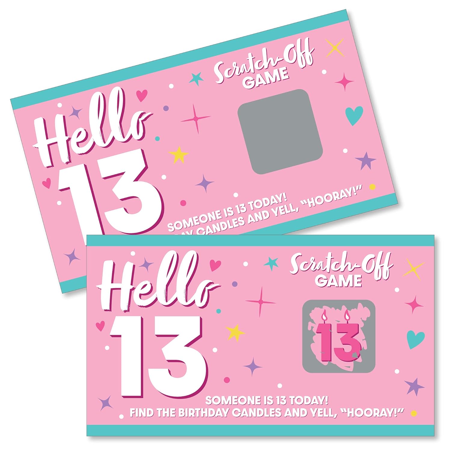 Big Dot of Happiness Girl 13th Birthday - Official Teenager Birthday Party Game Scratch Off Cards - 22 Count