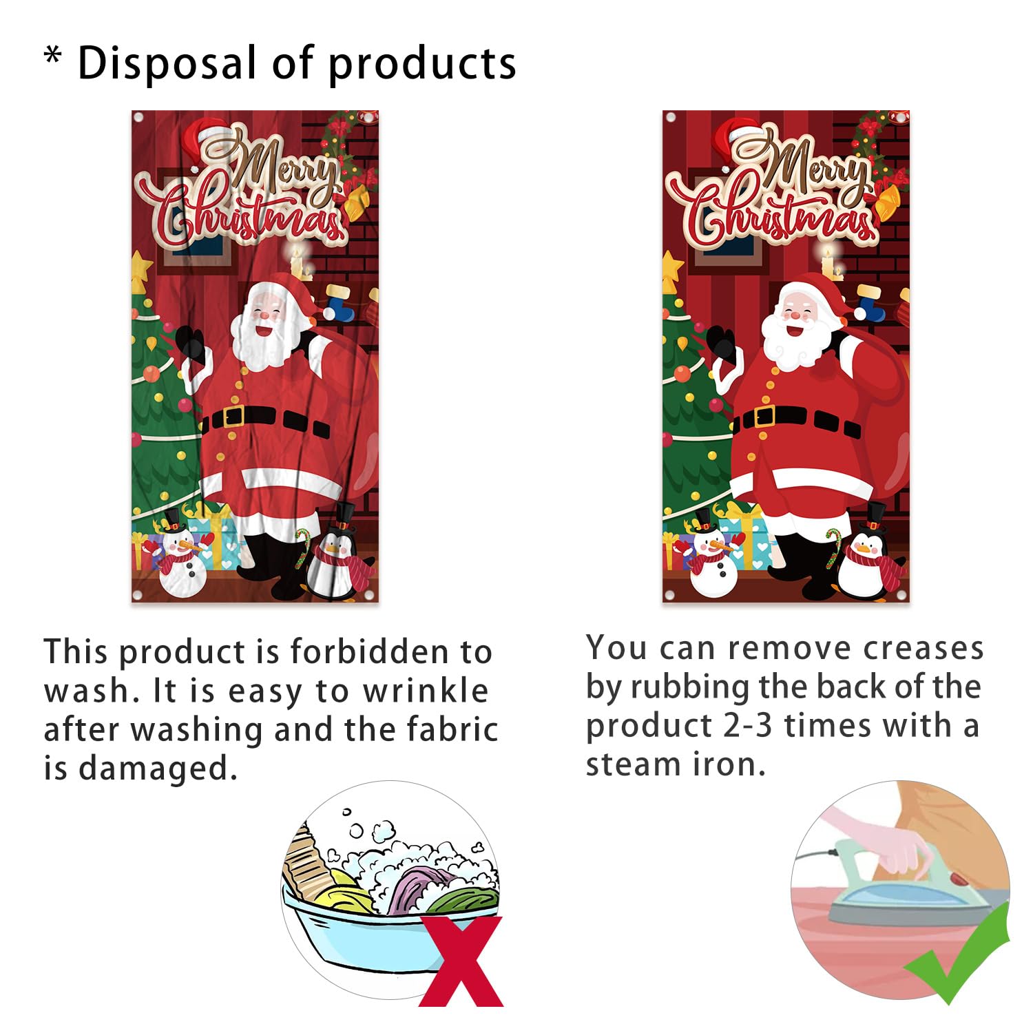 Merry Christmas Banner For Christmas Decorations, Background Hanging Decor For Party Supplies (Style A)