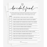 50 Bridal Family Feud (50-Cards) Fun Wedding Shower Decorations Engagement Party Rehearsal Dinner Game Activity, Minimalist Script