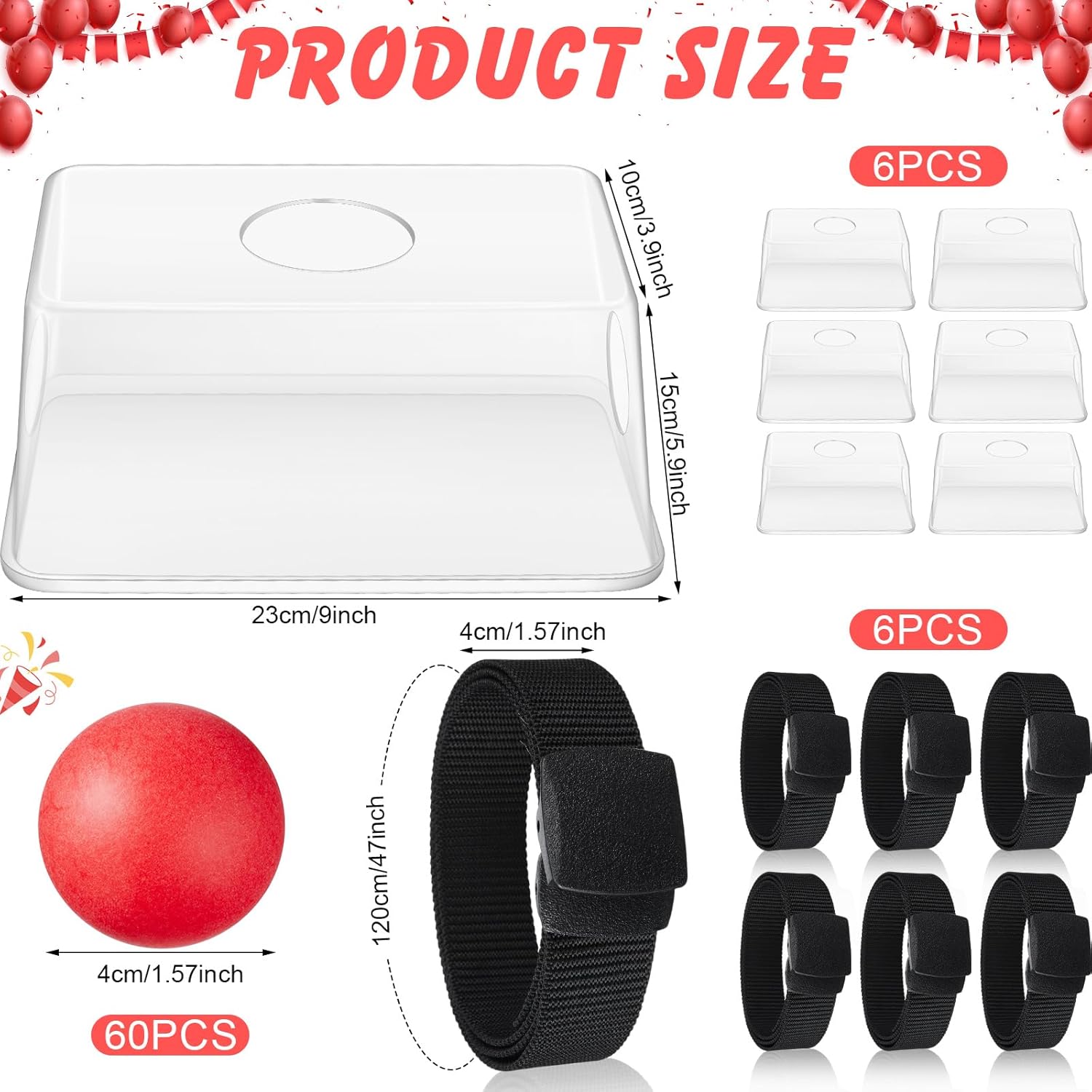 6 Sets Baby Shower Games Bridal Funniest Baby Shower Play, Interactive Shaking Balls For Boy Or Girl, Table Tennis Twerk Game (Red)