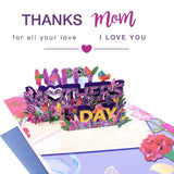 Mothers Day Card, Paper Love 3D Happy Mothers Day Pop Up Handcrafted Card, 100% Recycled And Eco-Friendly, 8X 6 Inch Cover With Note Tag