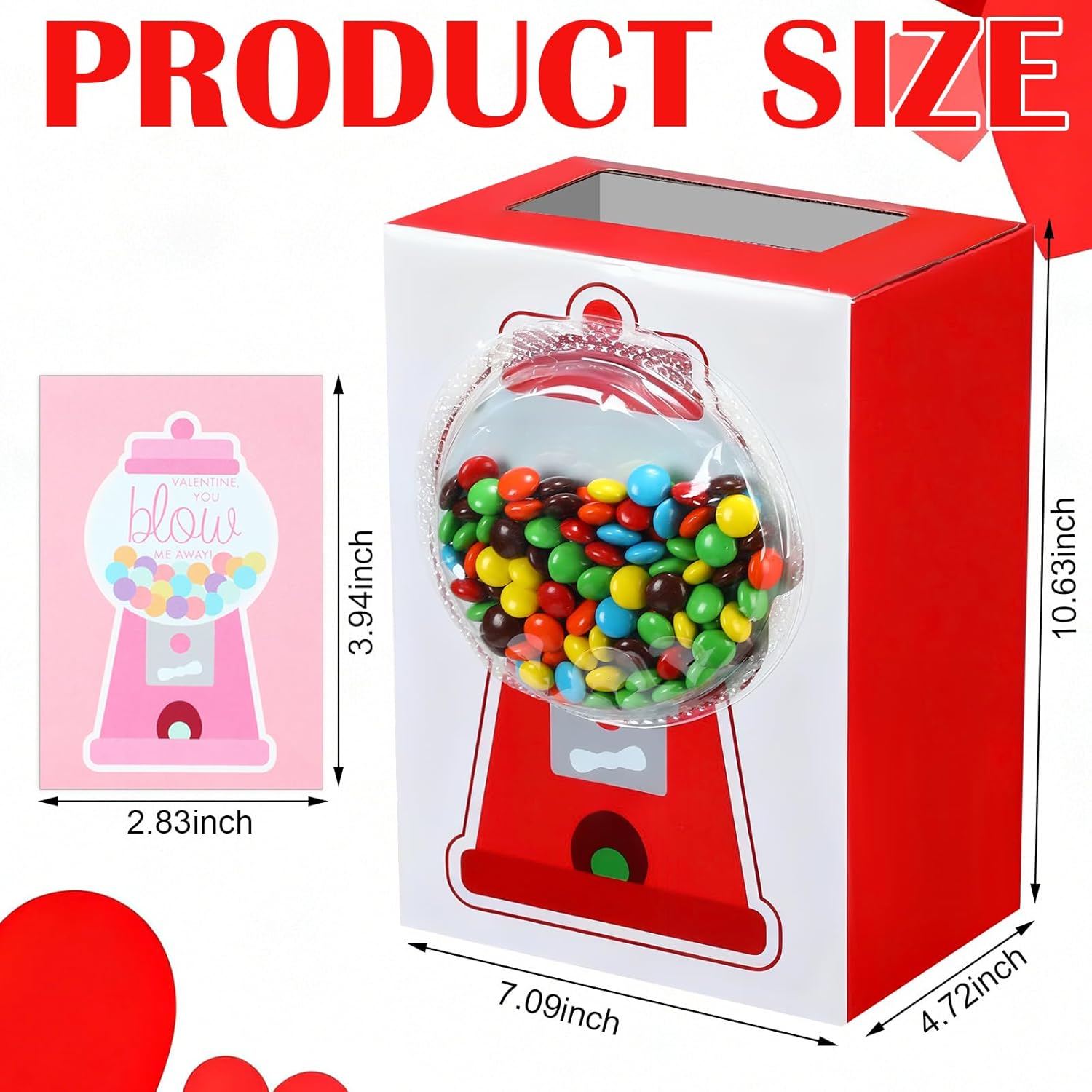 Valentine'S Day Gumball Box Set 3D Candy Mailbox Box With 30 Cards Diy Candy Vending Machine For Kids Girls Boys Classroom Valentines Gifts Exchange Greeting For School Classroom Party Favor