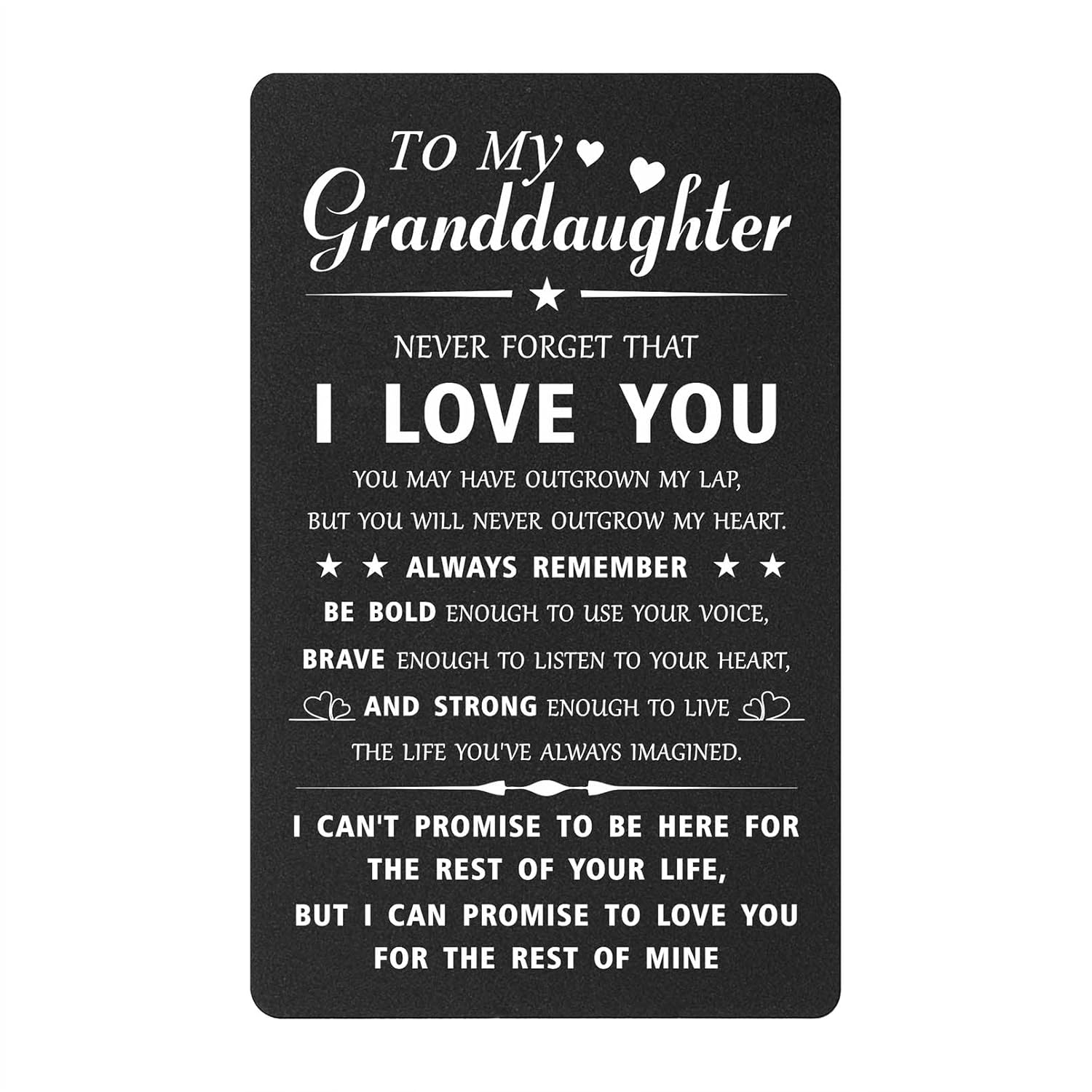 Granddaughter Inspirational Birthday Graduation Gifts - Never Forget That I Love You Engraved Wallet Card, Grandaughter Chirstmas, Mothers Day Gifts Card From Grandparents