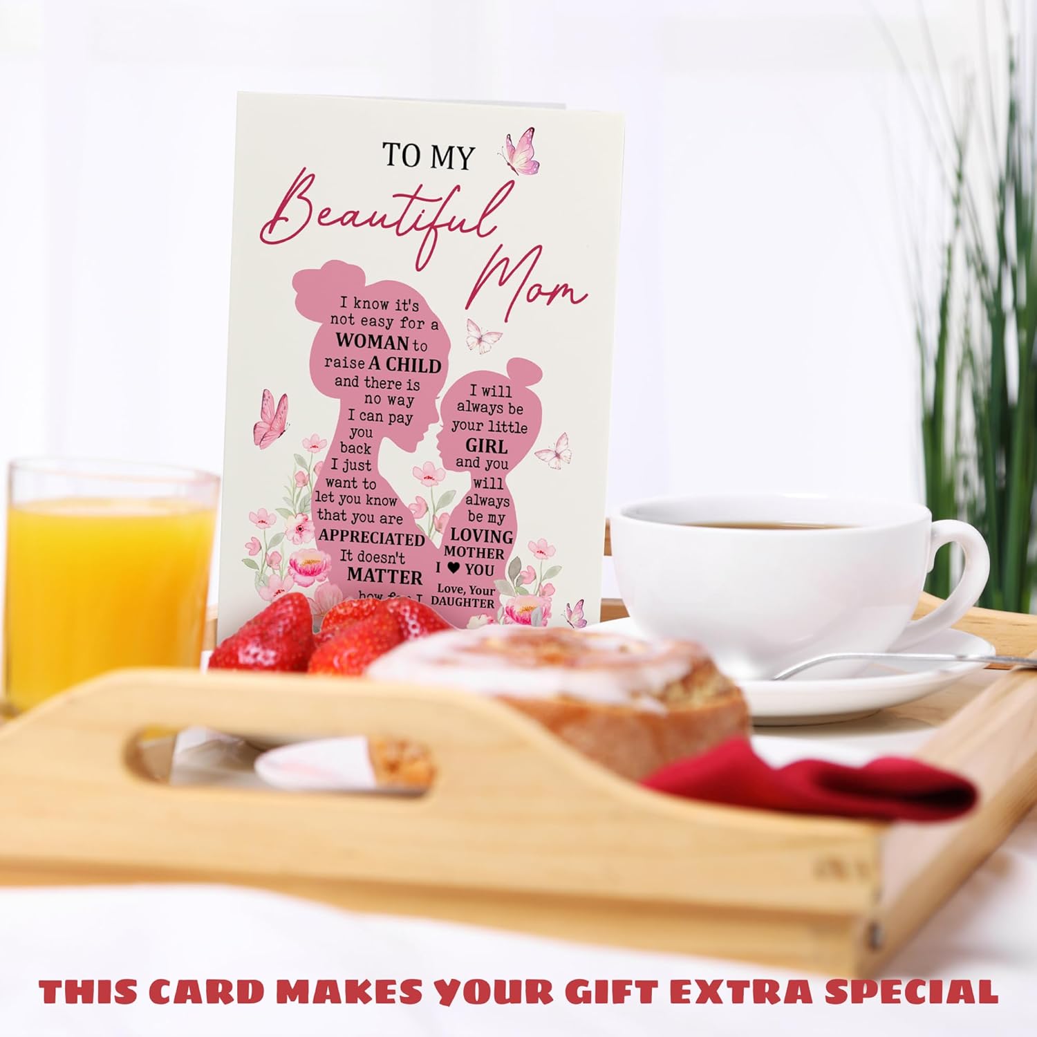 Mothers Day Cards For Mom From Daughter - Funny Mother'S Day Card For Bonus Step Mom, Mothers In Law - Happy Butterfly Flowers First Mother'S Days Cards - Single 5.3''X 8'' Greeting Card
