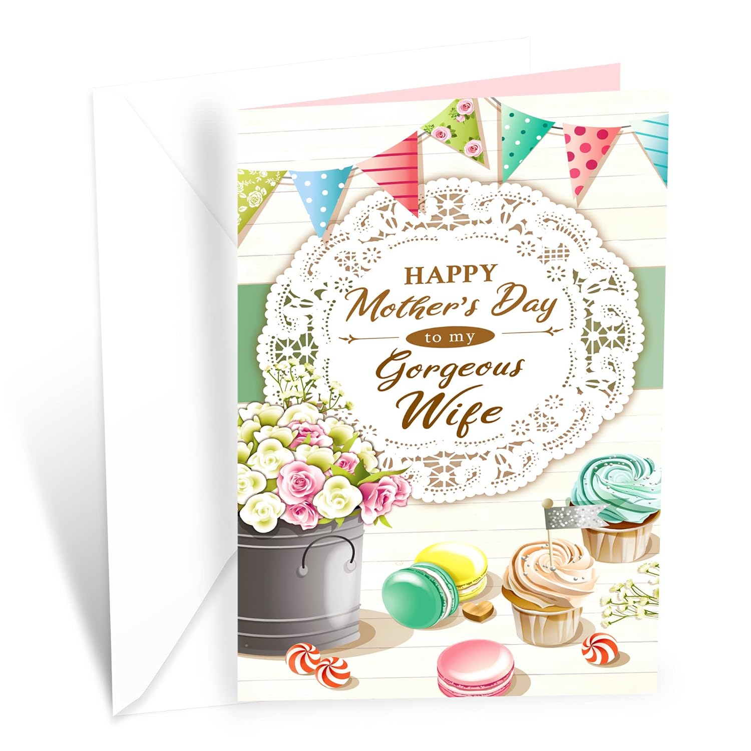 Mother'S Day Card For Wife, Made In America, Eco-Friendly, Thick Card Stock With Premium Envelope 5In X 7.75In, Packaged In Protective Mailer (Gorgeous Wife)