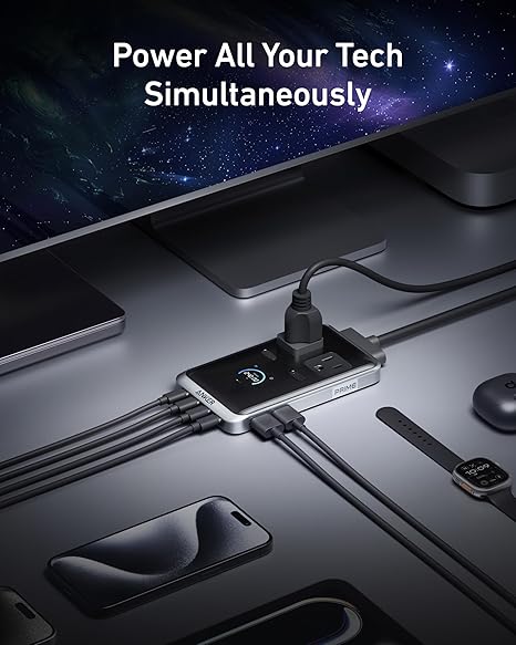 240W USB C Charging Station Power Strip 9 AC Outlets 8 USB Ports 5FT Detachable Extension Cord