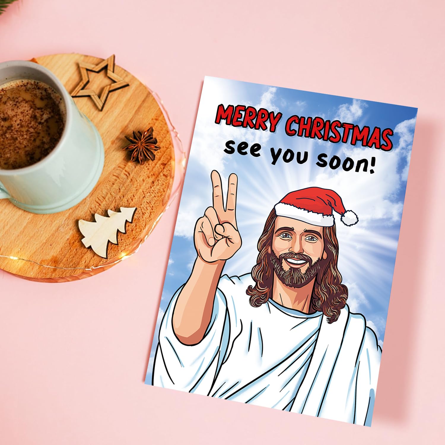 Funny Jesus Christmas Card For Dad Mom Grandpa Grandma Uncle Brother Husband And Any Older People, Hilarious Merry 50Th 60Th 70Th 80Th 90Th Christmas Card Gift For Men Him, Unique Getting Older Xmas Gift