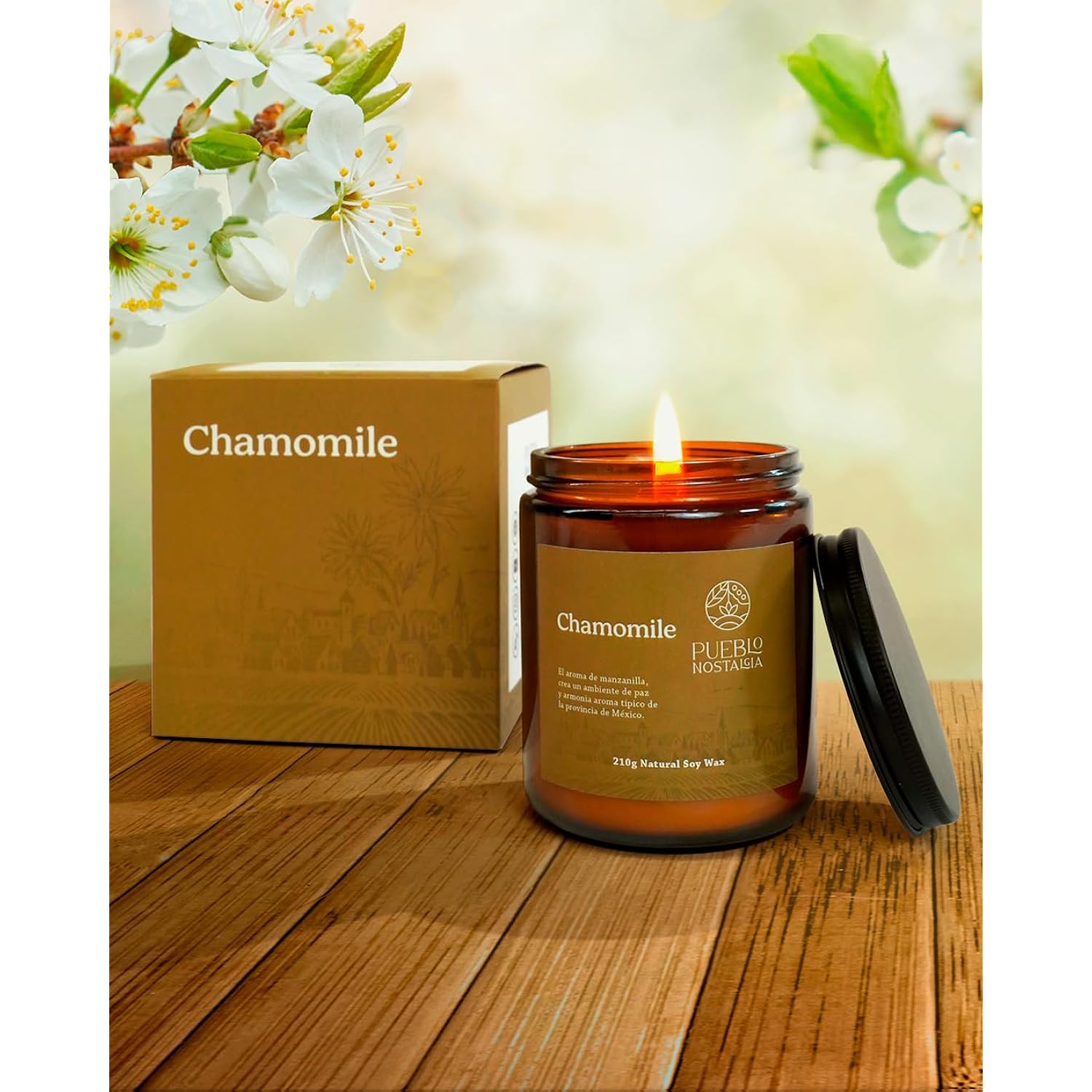 Chamomile Scented Candle By – Hand-Poured Soy Wax Candle, 8Oz Jar – Relax And Breathe In The Calm Chamomile Aroma, Warm Long-Lasting Home Fragrance.