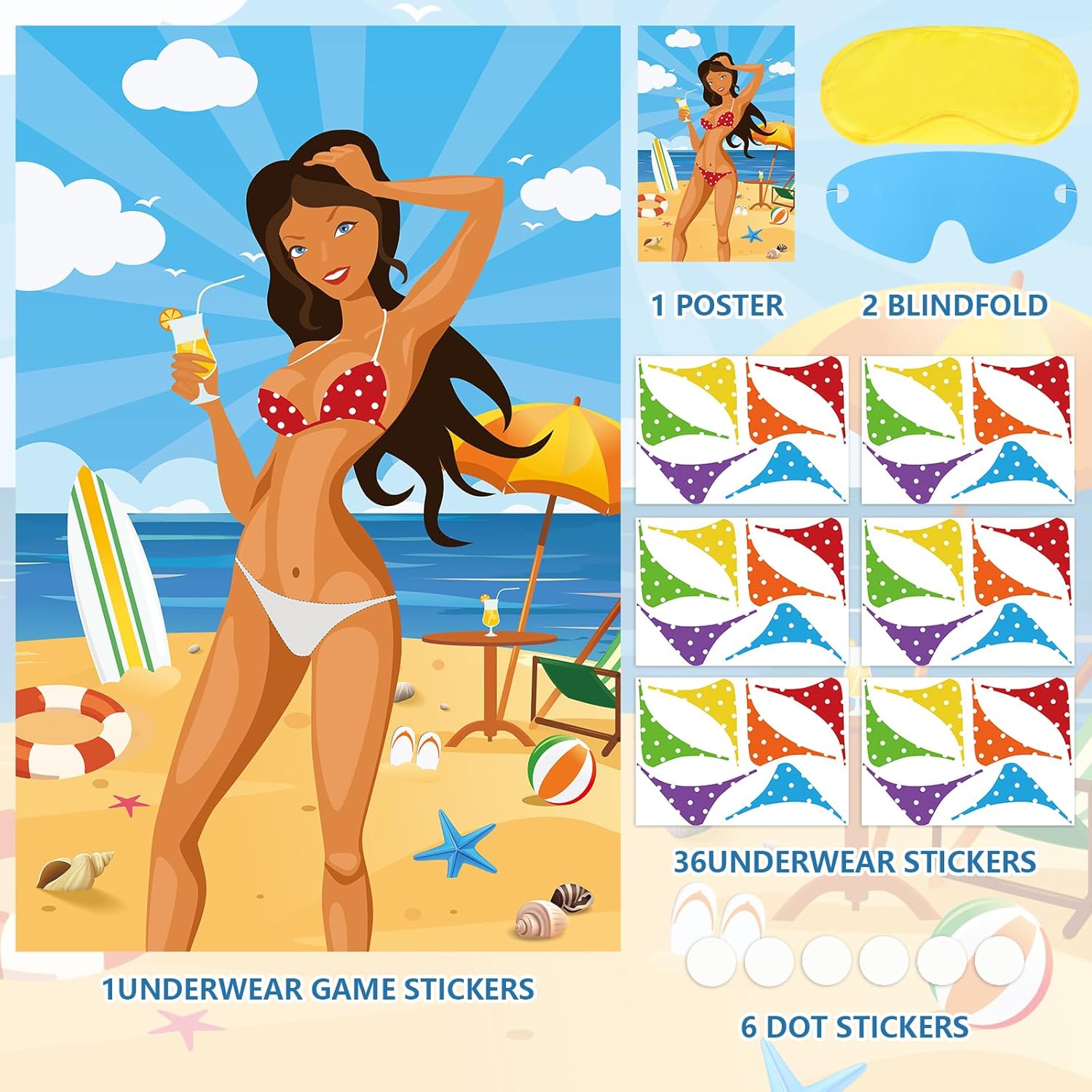 Bridal Shower Games Pin The Pants On The Person With 36 Stickers Large Game Poster For Bachelorette Party Games Girls Night Party Games Birthday Party Game