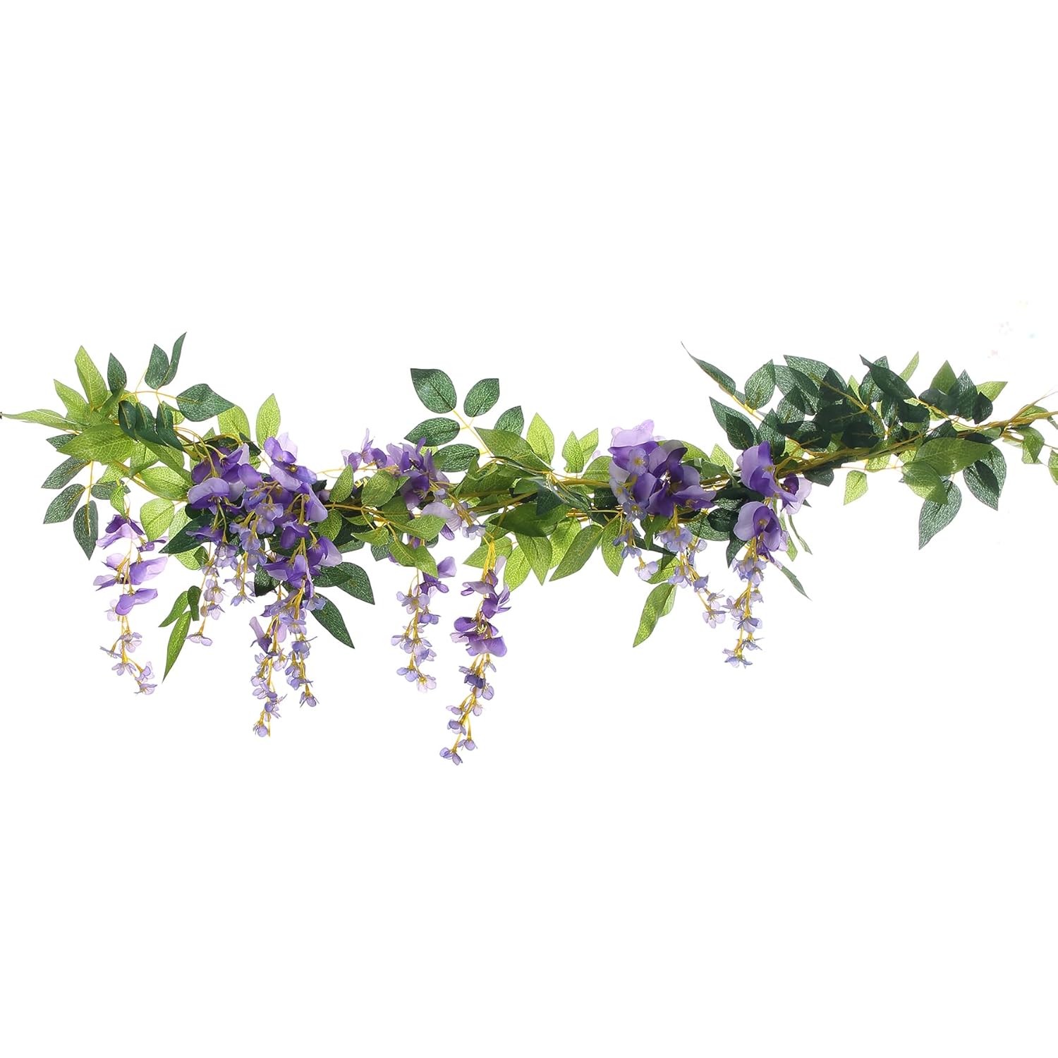 2Pcs 6.6Ft Artificial Flowers Vines Silk Wisteria Artificial Garlands Fake Hanging Green Leaf Flower Ivy Vines For Home Garden Wedding Arch Decor, Purple