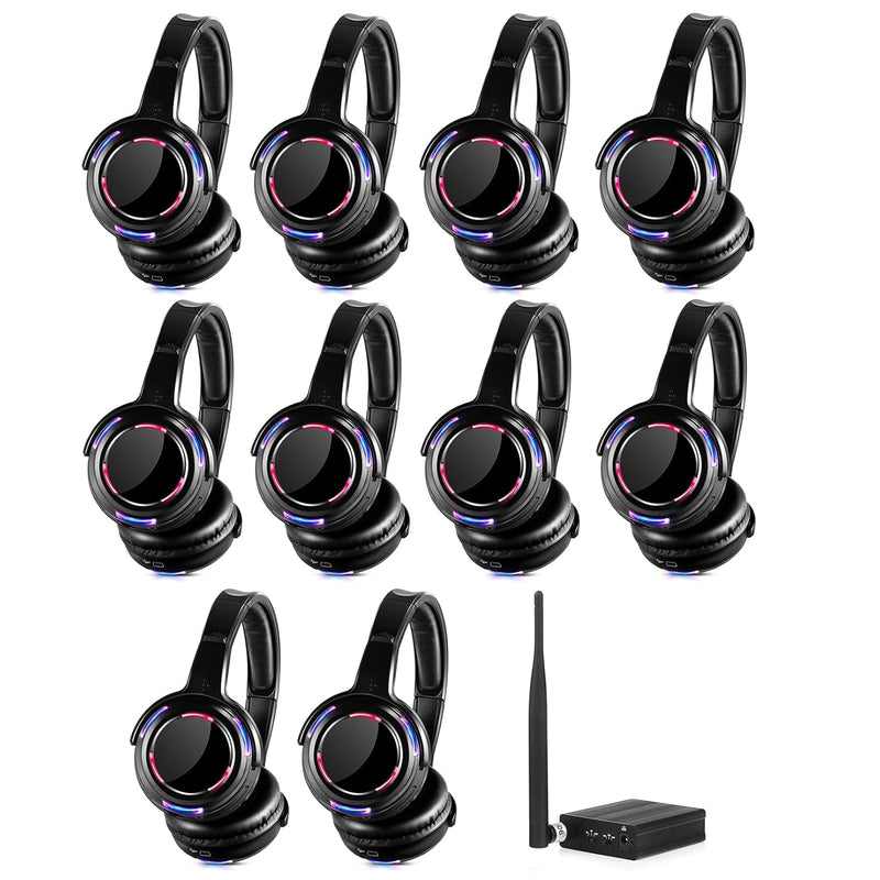 10Pcs Bundle Wireless Silent Disco Led Flashing Light Headphones With 1 Transm