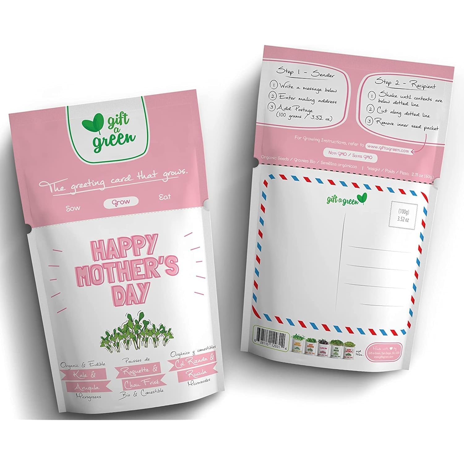 Mother'S Day Card | Greeting Card Greeting Cards With Organic Microgreens! Just Like A Post Card, Simply Mail And Recipient Gets To Grow & Eat | Cards For All Occasions | 1 Pack