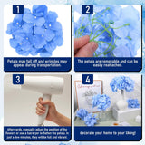 40 Pcs Blue Hydrangea Artificial Flowers Bulk, Silk Hydrangea Heads With Stems, Faux Hydrangeas Flowers Heads, Light Blue Artificial Flowerss Headss For Wedding Centerpieces, Party Decoration