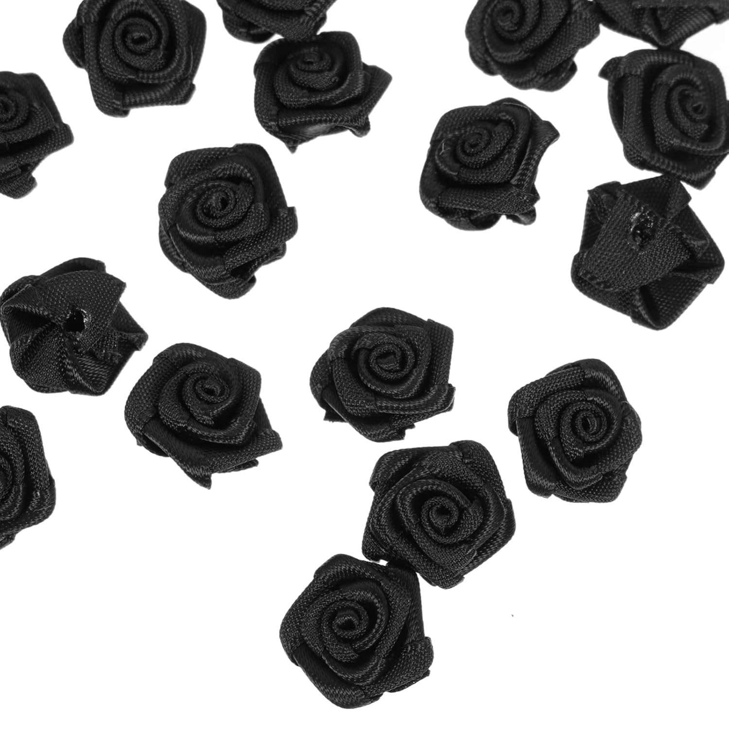 50Pcs Mini Black Roses For Crafts Fake Rose Flower Heads Artificial Craft Rose Petals Confetti For Handmade Diy Hairpin Rose Black Decor