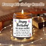 Happy Birthday Gifts Candle - Funny Birthday Gifts For Women, Men, Sister, Brother, Coworker, Classmate, Bestie - Best Friends Friendship Bday Gift Ideas For Her Him - Lavender Scented Candles