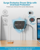 Power Strip Surge Protector 12 Outlets 6 USB Ports 3 USB C 5FT Flat Plug Extension Cord Black