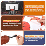 Pin The Basketball Game, Basketball Party Games For Birthday Activities, Pin On The Goalpost With 24 Pcs Stickers Large Poster Blindfold For Sports Theme Party Favors Decorations Supplies
