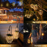 2 Pack Solar Pineapple Hanging Lantern Lights 60 LED Waterproof Outdoor Garden Decor