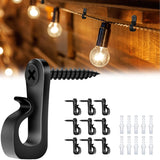 10 Pcs String Light Hooks For Courtyard Party Christmas, Outdoor Screw Hooks For Hanging Cable Baskets Wreaths Wind Chimes Plastic Black