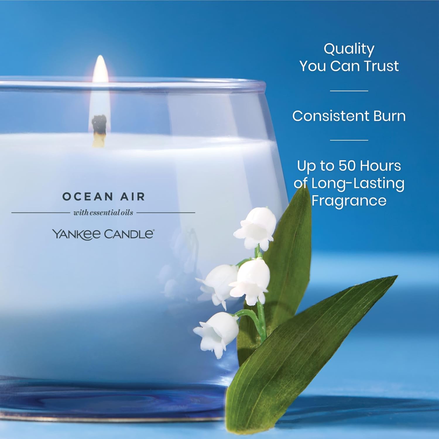 Yankee Candle Studio Scented Candle with up to 50 Hour Burn Time, Premium Plant Wax Blend for Consistent Burn, 10 oz Jar Candle with Room Filling Fragrance, Ocean Air