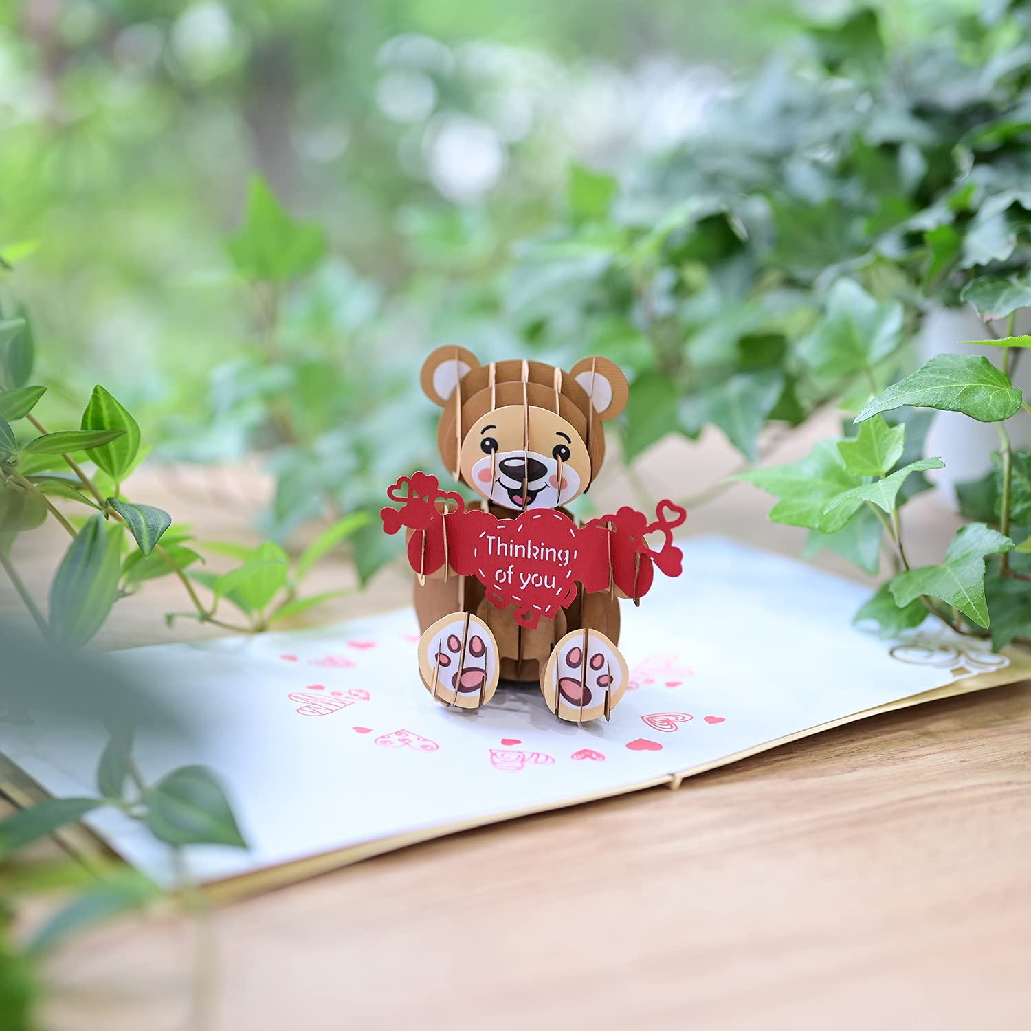Adorable Teddy Bear Thinking Of You 3D Pop Up Birthday Card, Surprising Present, Thoughtful Keepsake For Couple, Wife And Friends