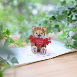 Adorable Teddy Bear Thinking Of You 3D Pop Up Birthday Card, Surprising Present, Thoughtful Keepsake For Couple, Wife And Friends
