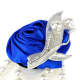 2 Pcs Wedding Wrist Flower, Bridesmaid Bride Corsage Pearl Decor Hand Flowers Corsage Wristlet For Prom Decor, For Prom Party Wedding Ceremony Anniversary, Blue