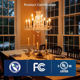 40W Equivalent LED Chandelier Light Bulbs Dimmable Amber E12 Candelabra 6 Pack