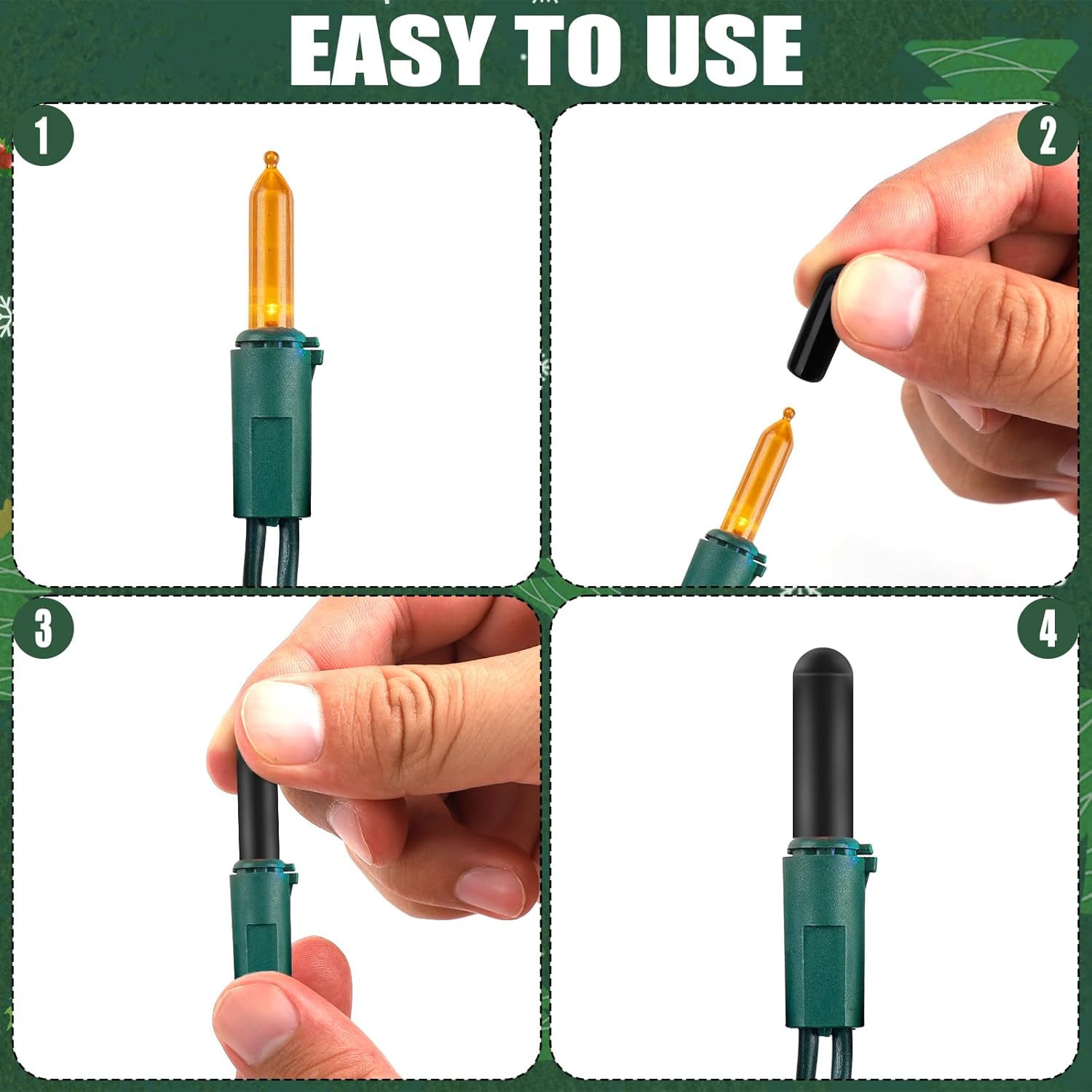 200Pcs No Glow Caps For String Lights, 5 X 20 Mm String Light Caps Reusable Christmas Lights Blackout Caps Led Glow Plug