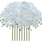 8 Pcs Artificial Phalaenopsis Flowers 32 Inch Artificial Orchid Flowers Fake Flowers Stem Plants For Home Décor (White)