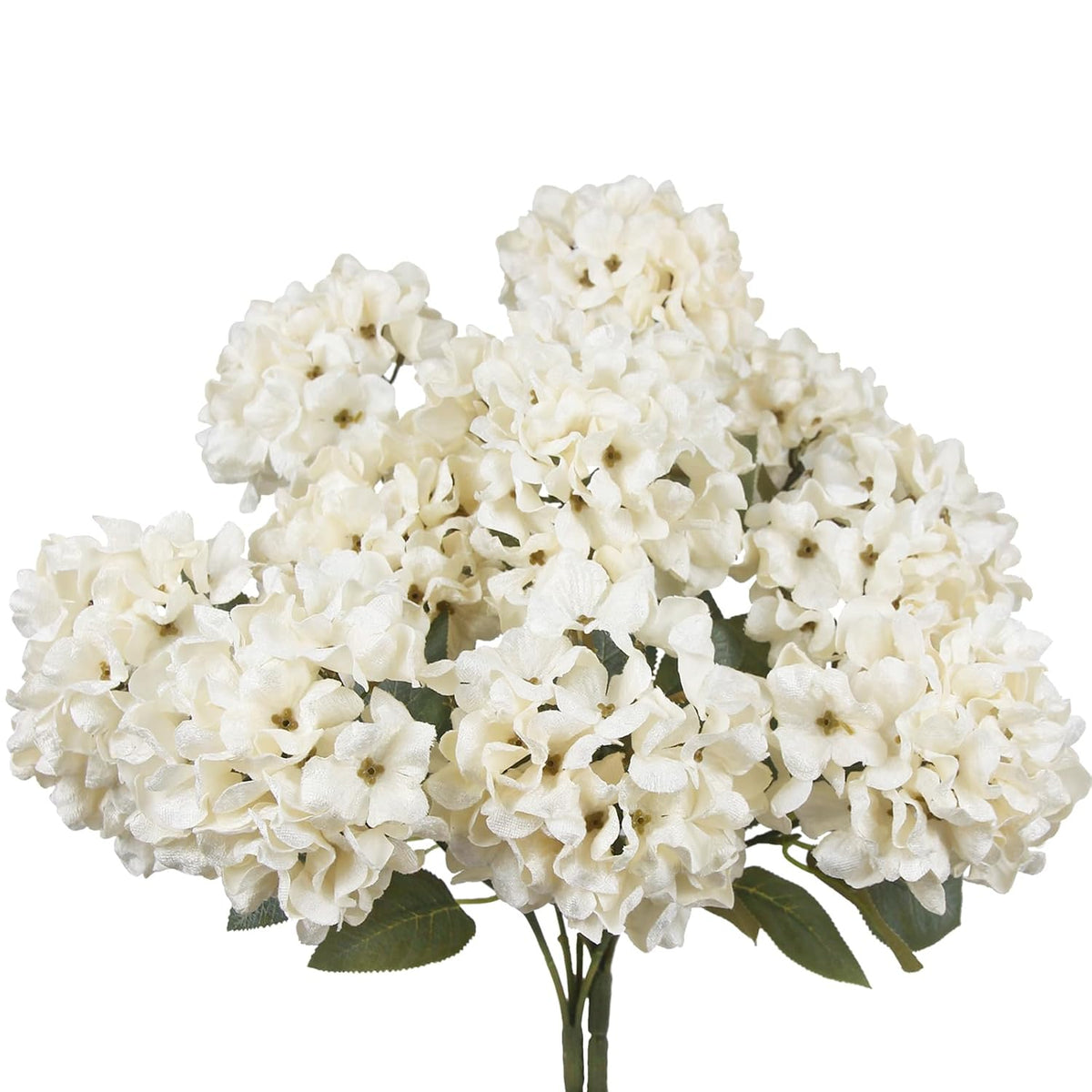 2 Pcs Hydrangea Artificial Flowers White Faux Hydrangeas Flower Outdoor Artificial Flowers Bouquets Silk Hydrangea Flowers Stems For Home Decor Party Floral Arrangements Wedding Centerpieces