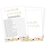 What Did The Groom Say - Bridal Shower Game, Wedding Shower And Bachelorette Party - Set Of 30 Cards, Boho Floral Bridal Wedding Activities Game Cards For Guests, Bridal Shower Party Decorations-Lk2
