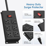 Heavy Duty 20A Metal Power Strip 6 Outlets 3000J Surge Protector 12 Gauge 6FT
