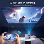 4K Support Mini Projector with WiFi, Bluetooth, Portable for Outdoor Movies