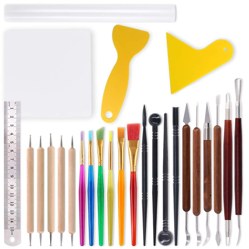 26Pcs Modeling Clay Sculpting Tools Kits, Handle Double-Sided Set, Wat