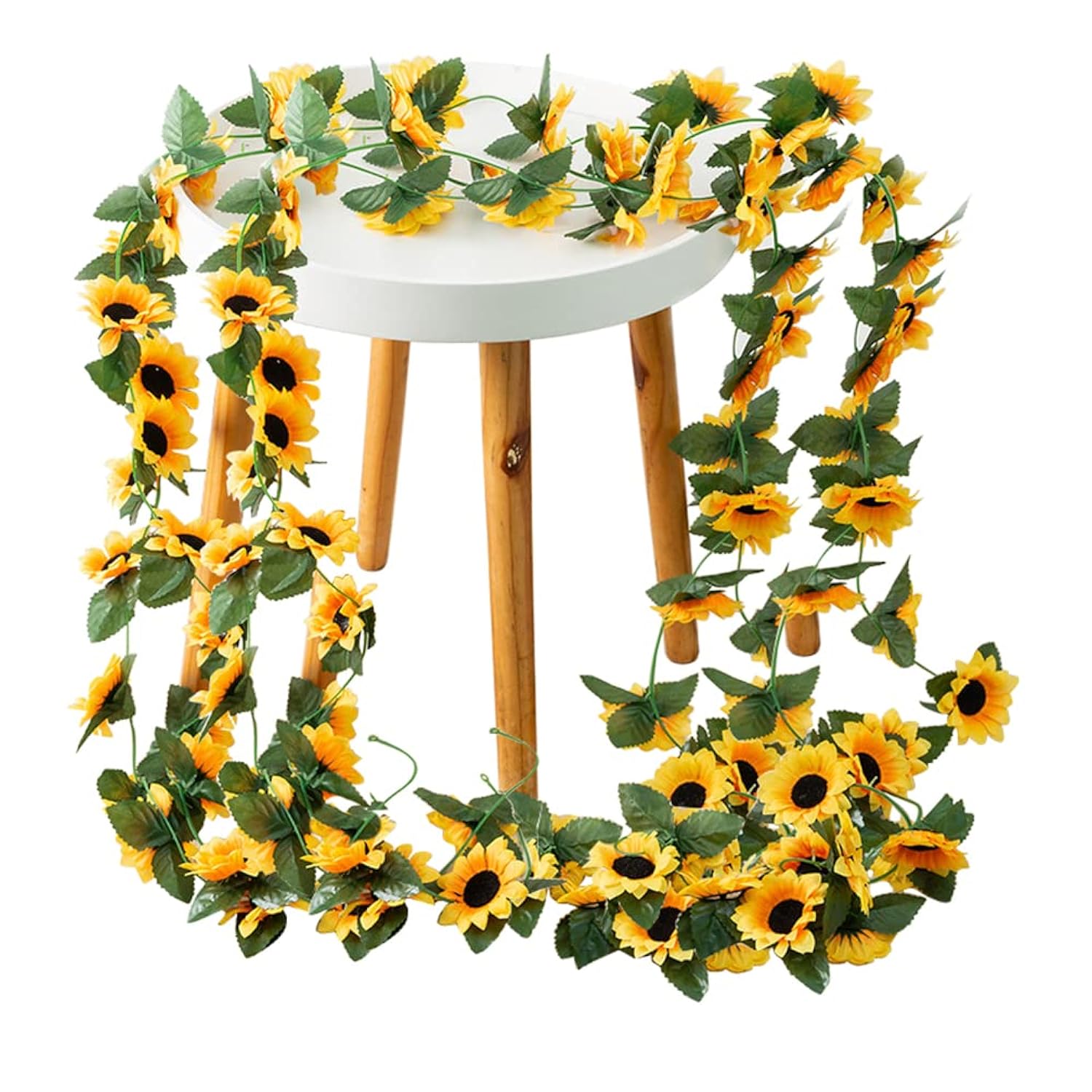 2Pack Artificial Sunflower Garlands Fake Hanging Sunflowers Silk Vines With Green Leaves For Home Decor Wedding Table Craft Party Decoration