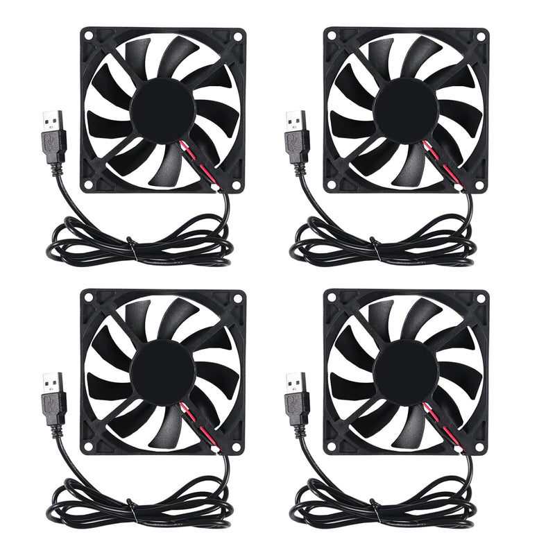 4Pcs Dc 80Mm 5V Usb Fan 3D Printer 80X80X15 5V Usb Brushless Cooling Fan For 3