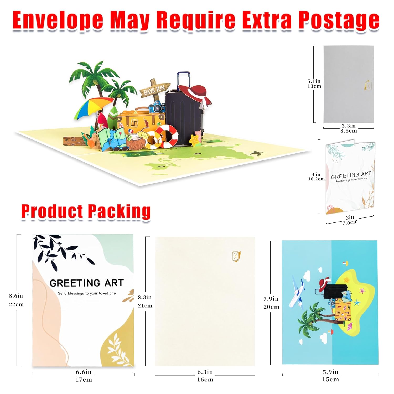 Travel Pop Up Card, Beach Birthday Card, Happy Retirement Card, Travel Themed Greeting Cards For Anniversary, Thank You, Thinking Of You, Graduation, Valentine'S Day