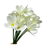 10 Pc White Artificial Plumeria Flowers With Stems,13Inch Real Touch Lifelike Frangipani Fake Flower Bouquets For Home Office Wedding Engagement Party Spring Flowers Decor