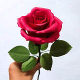 Paper Rose 1St Anniversary Flower Gift For Her, Handmade Crepe Paper Flower For Valentine'S Day, 1 Year Wedding Anniversary, Birthday, Mothers Day(Red)