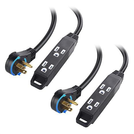 2 Pack 3 Outlet Power Strip Extension Cord 1 Ft Compact Power Strip