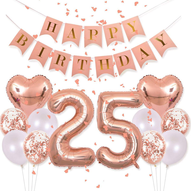 Birthday Decorations Happy Birthday Banner 40Inch Rose Gold Number 25