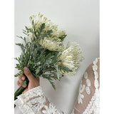 5Pcs Artificial Flocked Crab Claw Chrysanthemum Bouquet Realistic Faux Flowers For Home Photography Props Wedding Decoration 15'' (White)