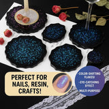Chameleon Opal Flakes [Copper/Green] – Color Shift Mica Pigment Powder For Epoxy Resin, Tumblers, Nail Art, Eyeshadow, Makeup, Molds, And More – Chrome Color Shift Powder